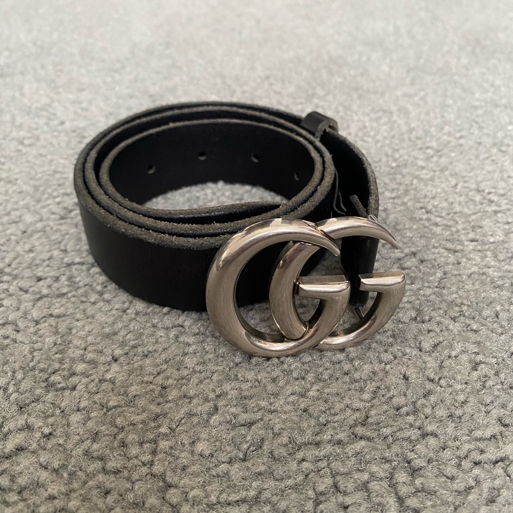 Authentic Gucci Marmont Belt in Antique Silver